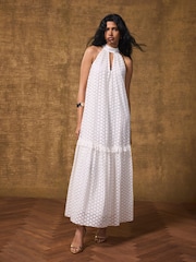 Mint Velvet White Lace Disc Midi Dress - Image 6 of 8
