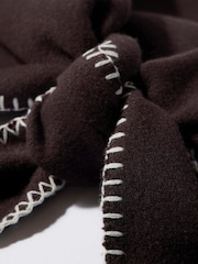 Mint Velvet Brown Knit Stitch Detail Scarf - Image 2 of 3