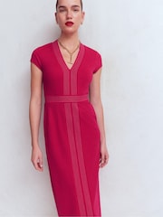 Boden Pink Topstitch Ponte Dress - Image 2 of 3