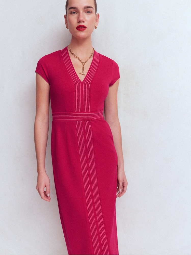 Boden Pink Topstitch Ponte Dress - Image 2 of 3