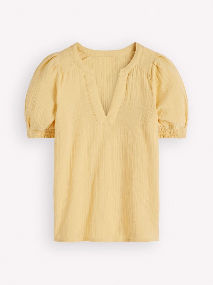 Boden Yellow Short Sleeve Double Cloth Top - Image 1 of 1