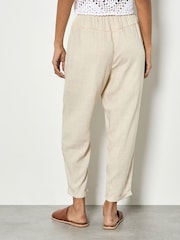 Apricot Natural Ladder Lace Insert Linen Joggers - Image 4 of 5