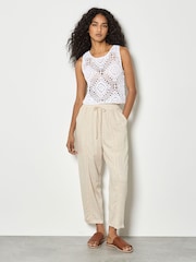 Apricot Natural Ladder Lace Insert Linen Joggers - Image 5 of 5
