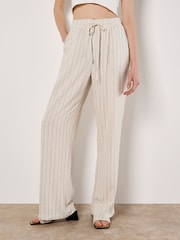 Apricot Natural Straight Leg Pinstripe Woven Trousers - Image 2 of 5