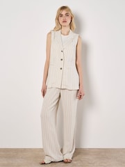 Apricot Natural Straight Leg Pinstripe Woven Trousers - Image 4 of 5