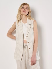 Apricot Natural Straight Leg Pinstripe Woven Trousers - Image 5 of 5
