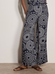 Apricot Blue Kaleidoscope Print Woven Trousers - Image 1 of 4