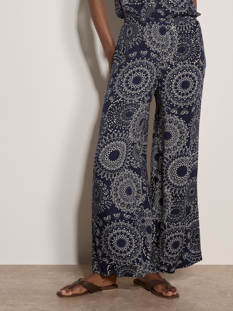 Apricot Blue Kaleidoscope Print Woven Trousers - Image 1 of 4