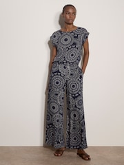 Apricot Blue Kaleidoscope Print Woven Trousers - Image 2 of 4