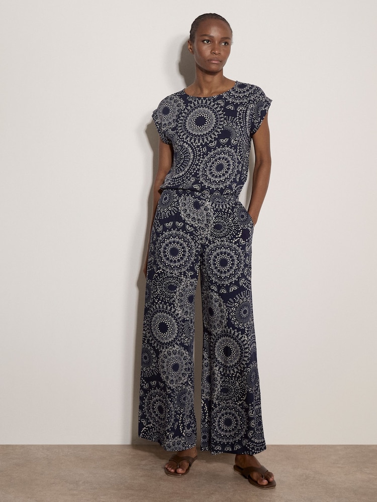 Apricot Blue Kaleidoscope Print Woven Trousers - Image 2 of 4