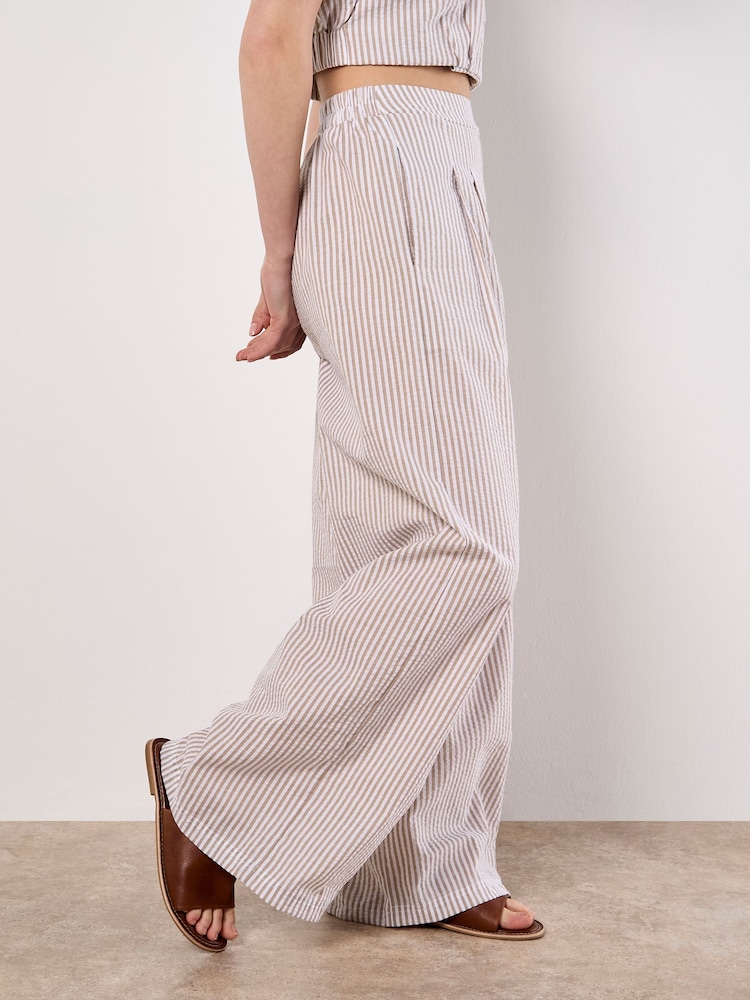 Apricot Stripe Wide Leg Trousers - תמונה 6 מתוך 6