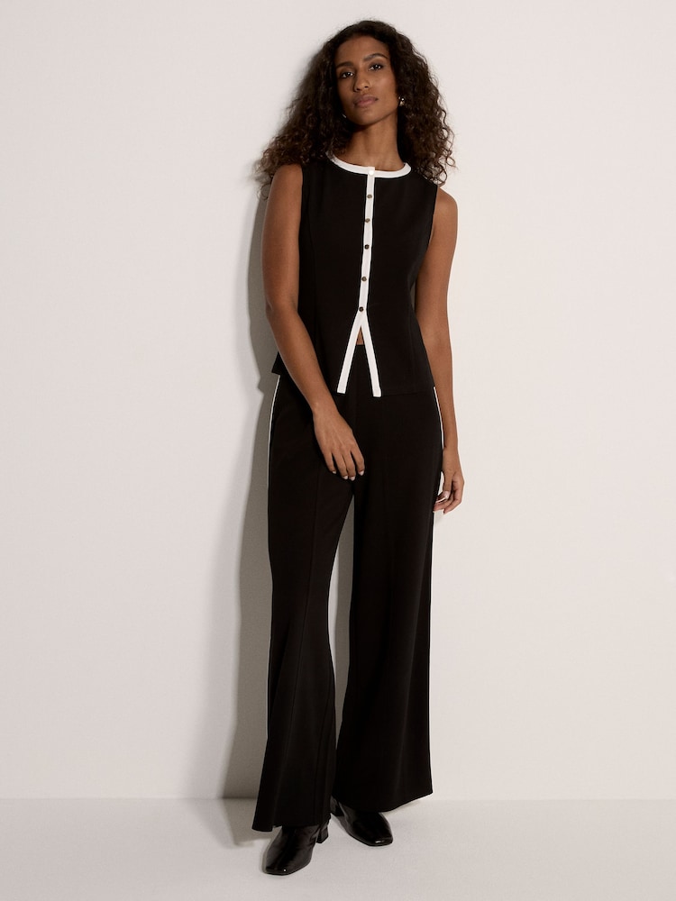 Apricot Black Jersey Crepe Stripe Wide-Leg Trousers - Image 1 of 5 Apricot Black Jersey Crepe Stripe Wide-Leg Trousers - Image 1 of 5