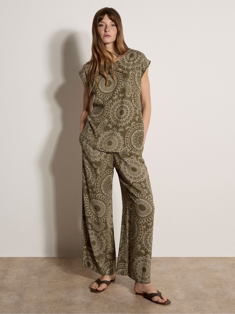 Apricot Green Kaleidoscope Print Woven Trousers - Image 1 of 4