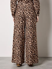 Apricot Brown Leopard Print Wide-Leg Trousers - Image 4 of 4