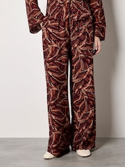Apricot Red Abstract Print Wide-Leg Trousers - Image 2 of 4