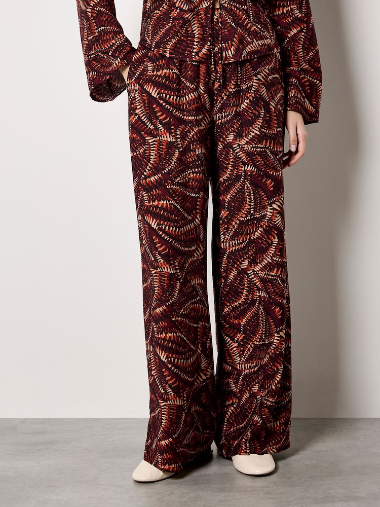 Apricot Red Abstract Print Wide-Leg Trousers - Image 2 of 4