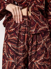 Apricot Red Abstract Print Wide-Leg Trousers - Image 3 of 4