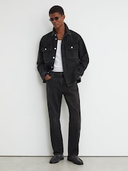 Reiss Black Dylan Relaxed Straight-Leg Jeans - Image 1 of 7