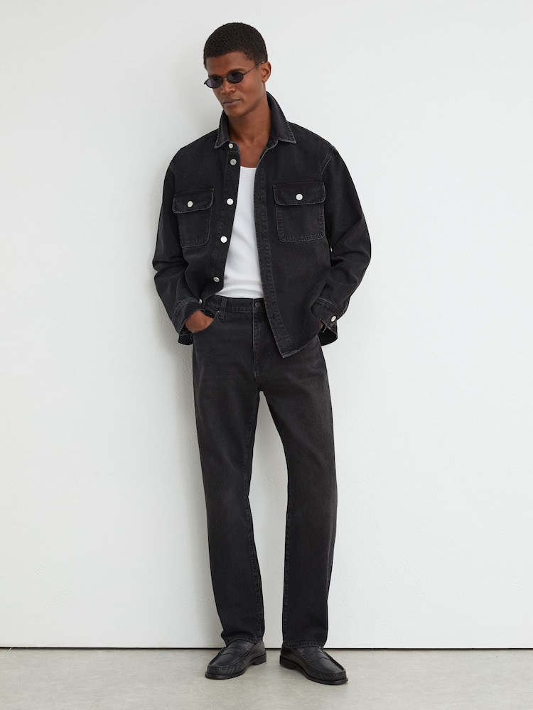 Reiss Black Dylan Relaxed Straight-Leg Jeans - Image 1 of 7 Reiss Black Dylan Relaxed Straight-Leg Jeans - Image 1 of 7