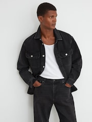 Reiss Black Dylan Relaxed Straight-Leg Jeans - Image 4 of 7