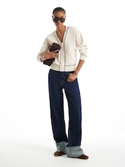 River Island Cream Clean Tipped Cardigan - Image 1 of 4