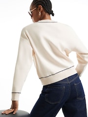 River Island Cream Clean Tipped Cardigan - Image 3 of 4