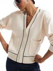 River Island Cream Clean Tipped Cardigan - Image 4 of 4
