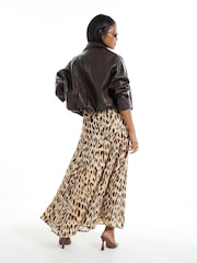 River Island Brown Petite Animal Godet Midi Skirt - Image 2 of 4
