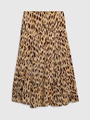 River Island Brown Petite Animal Godet Midi Skirt - Image 4 of 4