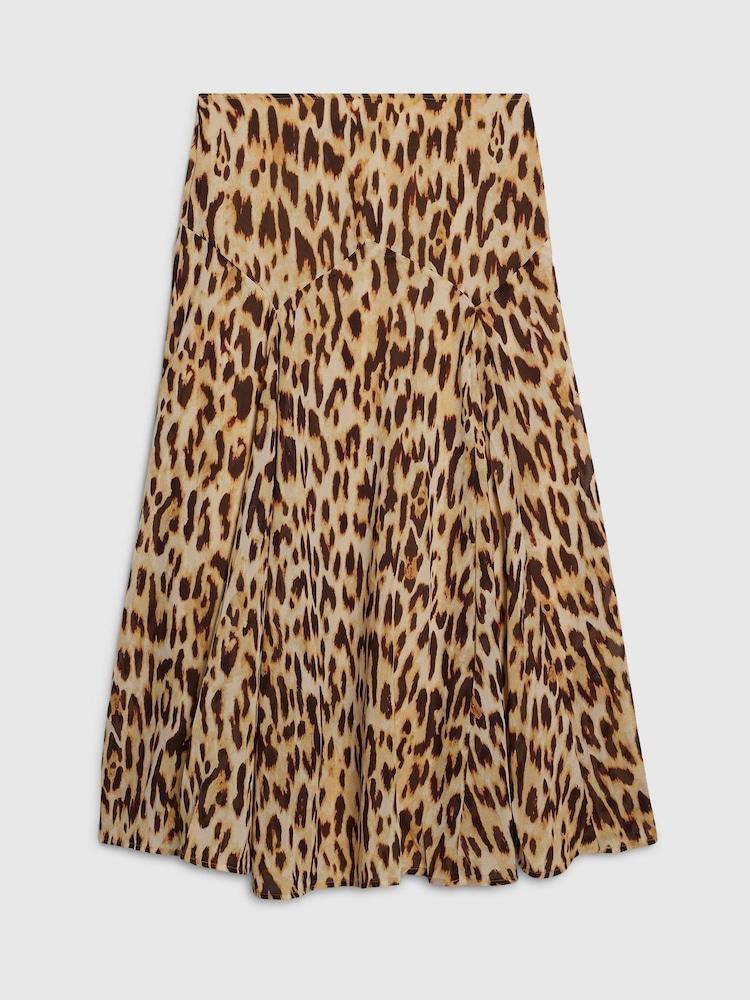River Island Brown Petite Animal Godet Midi Skirt - Image 4 of 4