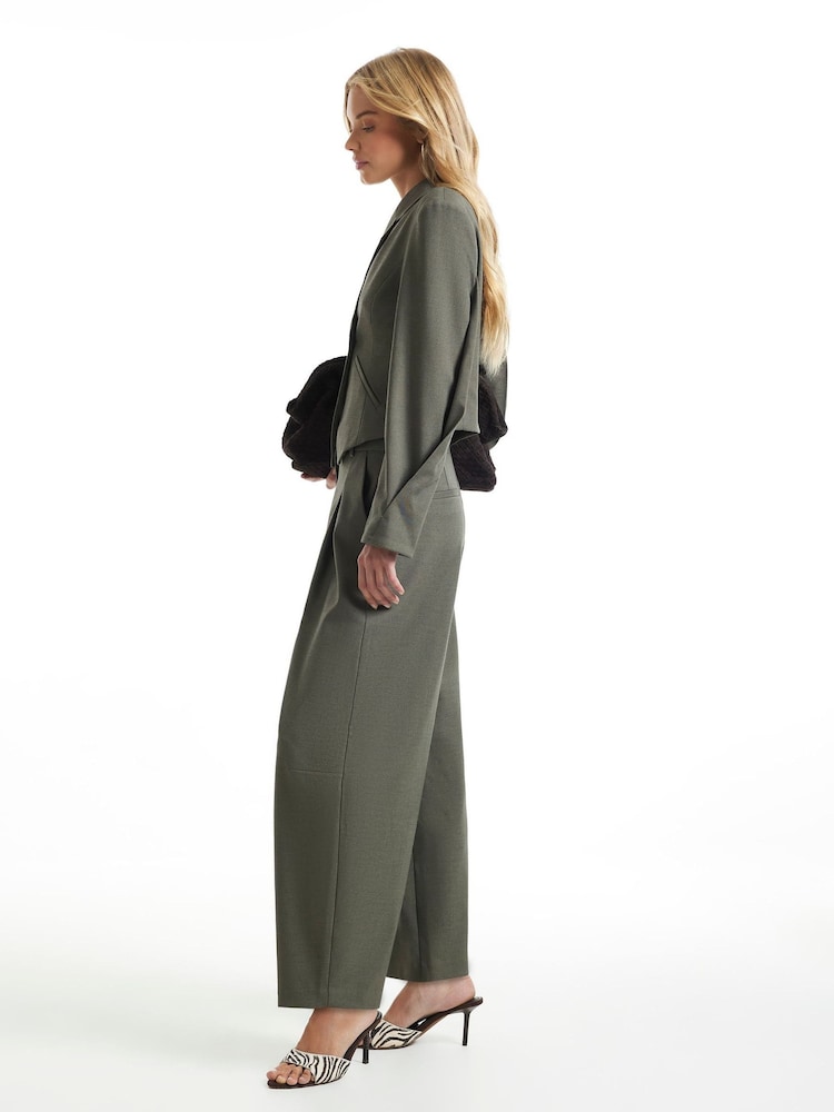 River Island Green Barrel Leg Trousers - Image 2 of 5 River Island Green Barrel Leg Trousers - Image 2 of 5