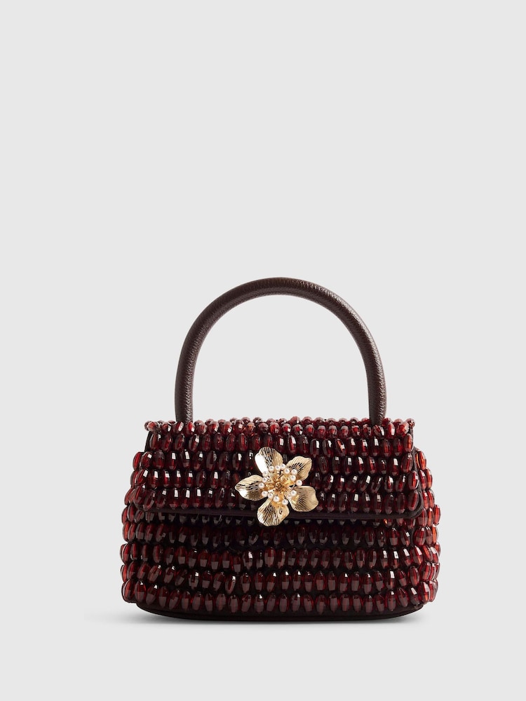 River Island Red Grab Handle Beaded Bag - Image 2 of 6 River Island Red Grab Handle Beaded Bag - Image 2 of 6