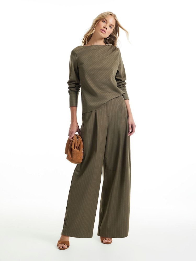 River Island Green Stripe Barrel Leg Trousers - Image 2 of 4 River Island Green Stripe Barrel Leg Trousers - Image 2 of 4