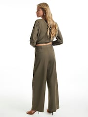 River Island Green Stripe Barrel Leg Trousers - Image 3 of 4