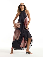 River Island Black Halter Floral Print Maxi Dress - Image 1 of 4