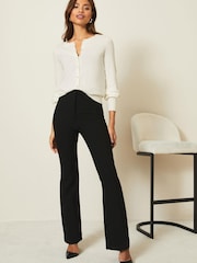 Lipsy White Scallop Detail Crew Neck Button Through Knitted Cardigan - Image 3 of 4
