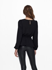 ONLY Black Long Sleeve Peplum Blouse - Image 3 of 4