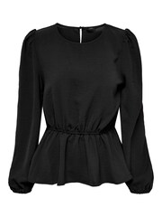 ONLY Black Long Sleeve Peplum Blouse - Image 4 of 4