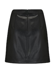 Pour Moi Black Ella Faux Leather Zip Front Mini Skirt - Image 4 of 5