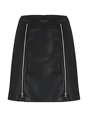 Pour Moi Black Ella Faux Leather Zip Front Mini Skirt - Image 5 of 5