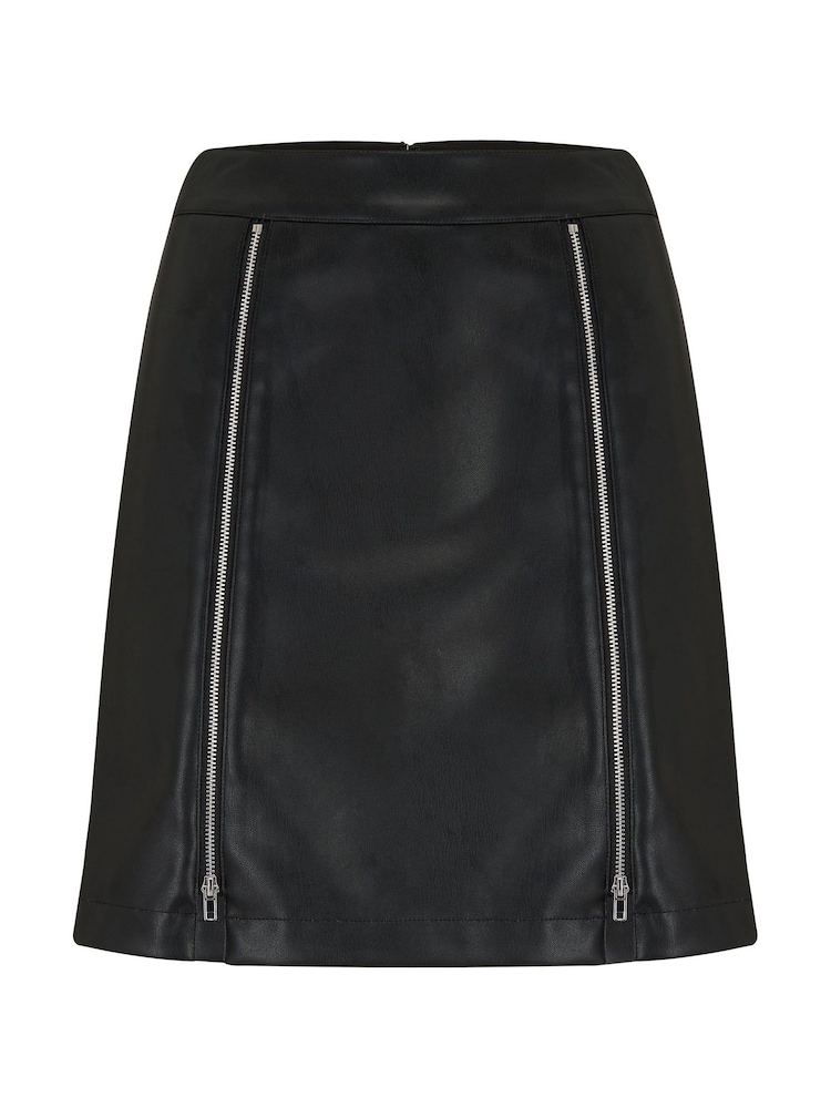 Pour Moi Black Ella Faux Leather Zip Front Mini Skirt - Image 5 of 5