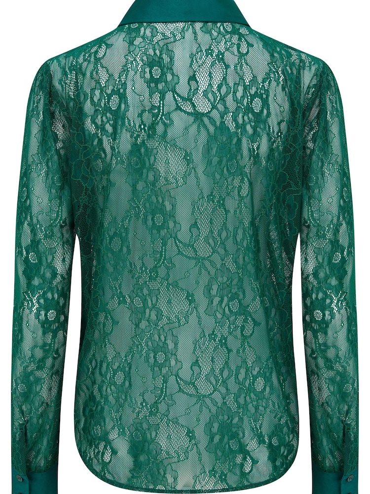 Pour Moi Forest Clara Lace Button Front Long Sleeve Shirt - Image 5 of 5