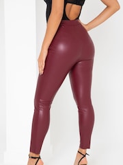 Pour Moi Red Elise Stretch Faux Leather Skinny Trouser - Image 2 of 7