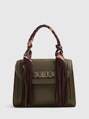 River Island Green Fringe Scarf Tote Cross-Body Bag - Image 2 of 6