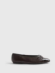 River Island Brown Toe Cap Bow Ballet Flats - Image 2 of 6