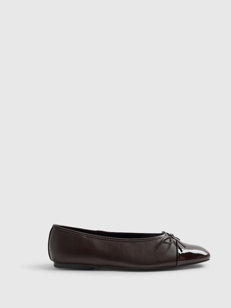 River Island Brown Toe Cap Bow Ballet Flats - Image 2 of 6 River Island Brown Toe Cap Bow Ballet Flats - Image 2 of 6