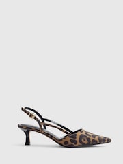 River Island Brown Leopard Print Slingback Court Heels - Image 1 of 5