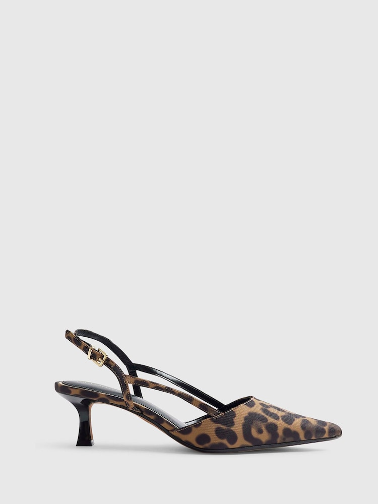 River Island Brown Leopard Print Slingback Court Heels - Image 1 of 5