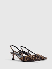 River Island Brown Leopard Print Slingback Court Heels - Image 2 of 5