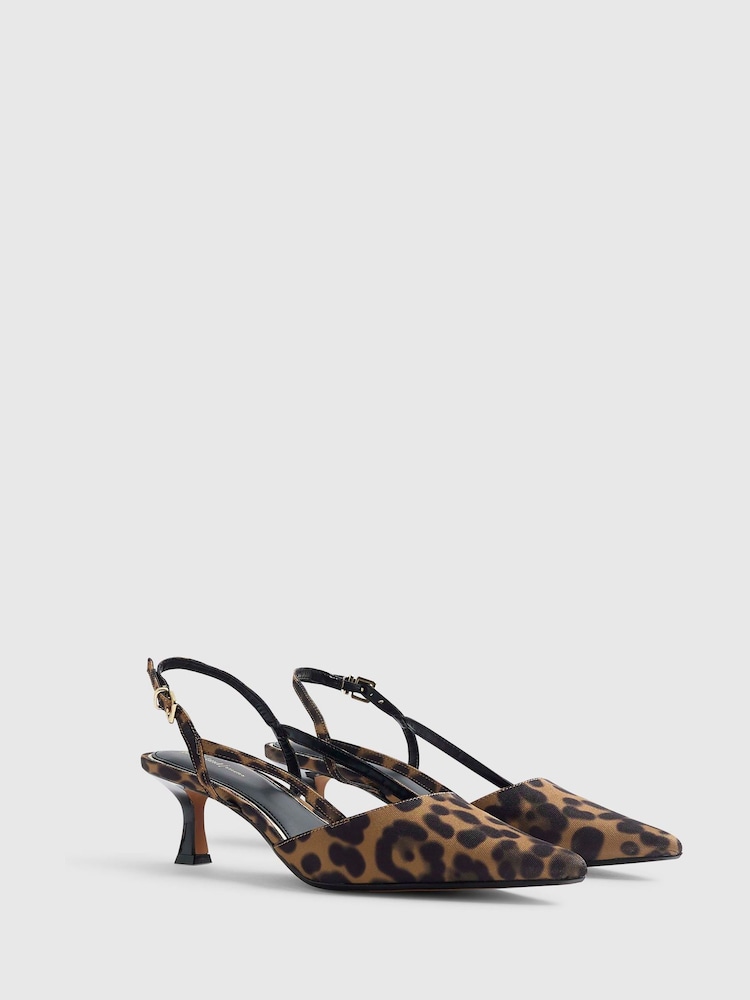 River Island Brown Leopard Print Slingback Court Heels - Image 2 of 5